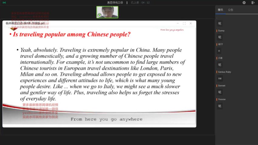 2023杨帅雅思口语5-8月题库+强化课程